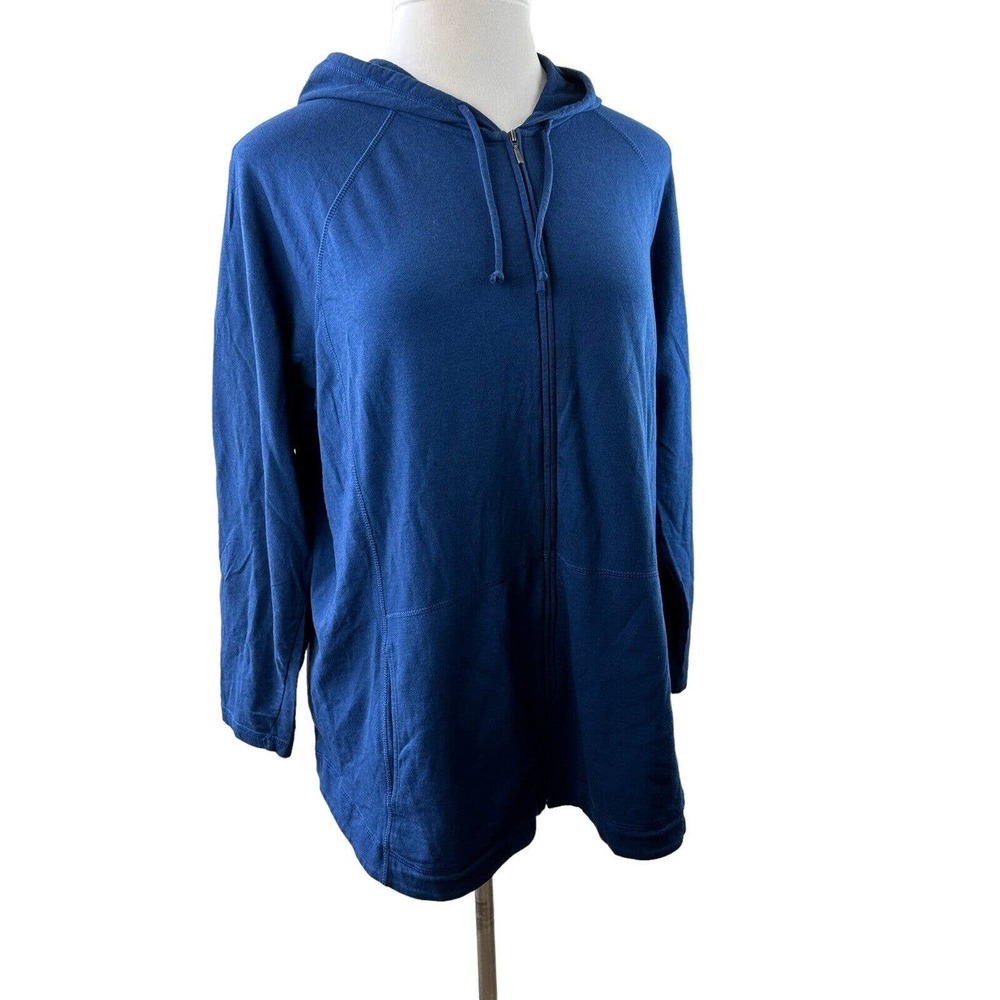 J. Jill Soft Full Zip Hooded Sweatshirt Navy Blue Women's Plus Size 2X H14386 - Picture 11 of 13